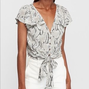 Express Snakeskin Flutter Sleeve Top